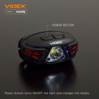 Wiederaufladbare LED-Stirnlampe VIDEX VLF-H015 330Lm 5000K Kopflampe mit Bewegungssensor und Rotlicht Headlamp