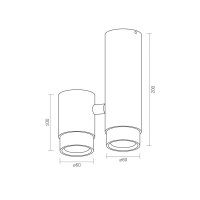 Deckenstrahler VIDEX für 2XGU10 ARIZA Schwarz Aufbauleuchte Spot Ceiling spotlight luminaire