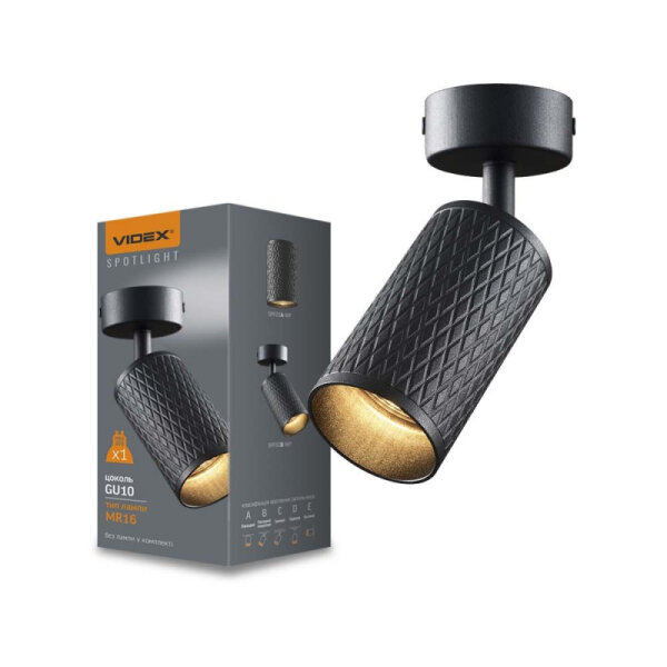 Wand- und Deckenstrahler VIDEX für GU10 Lampe GRANT Schwarz Wall and ceiling spotlight luminaire