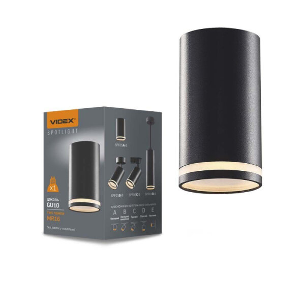 Deckenstrahler VIDEX GU10 Lampe CARMELO Schwarz Aufbauleuchte Spot Ceiling spotlight luminaire