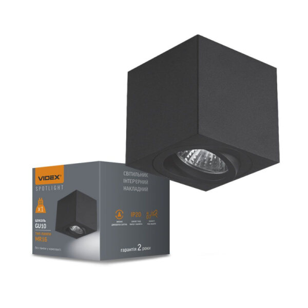 Deckenstrahler VIDEX für GU10 OTTO Schwarz Aufbaustrahler Aufputz Spot Ceiling spotlight luminaire