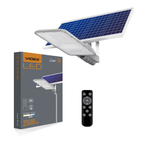 LED Solar Straßenleuchte VIDEX 100W 2500Lm-5000K Solar Street light