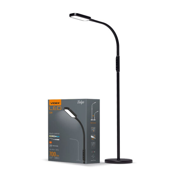 LED dimmbare Stehleuchte VIDEX TOKYO Schwarz Dimmable Floor Lamp Stehlampe