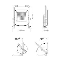 LED Wiederaufladbares Flutlicht VIDEX EMEKA 50W 5000K 10000 mAh Arbeitsleuchte Baustrahler IP65