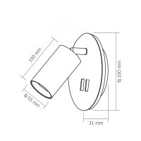 Wandstrahler Wandleuchte mit Schalter VIDEX GU10 VL-SPF24E-B Schwarz mit Hintergrundbeleuchtung Wall-mounted lamp with backlight