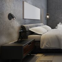 Wandstrahler Wandleuchte mit Schalter VIDEX GU10 VL-SPF24E-B Schwarz mit Hintergrundbeleuchtung Wall-mounted lamp with backlight