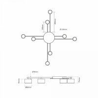 Deckenstrahler VIDEX für 8xGX53 Lampe VL-SPF22B-B Kronleuchter