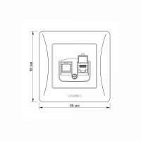 Netzwerk-Anschlussdose Datendose 1-fach RJ45 8/8 KAT.6A weiß VIDEX BINERA (Set 1x Datendose + 1x Rahmen 1fach)