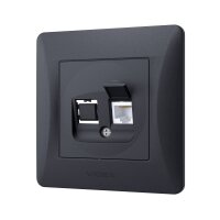 Netzwerk-Anschlussdose Datendose 1-fach RJ45 8/8 KAT.6A Graphitschwarz VIDEX BINERA (Set 1x Datendose + 1x Rahmen 1fach)