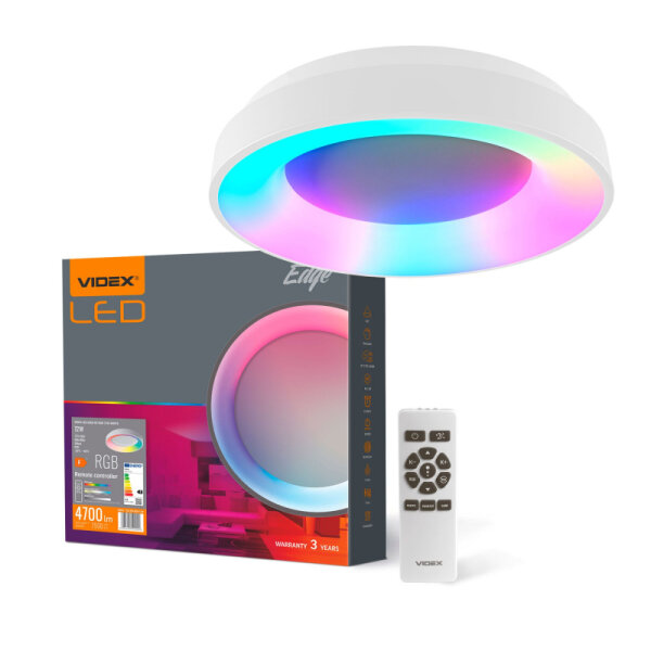 LED dimmbare Deckenleuchte mit Fernbedienung VIDEX EDGE RC-RGB 72W Weiß Kronleuchter