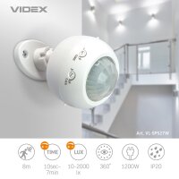 Bewegungsmelder PIR VIDEX VL-SPS27W 1200W 360° IP20 Weiß