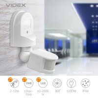 Bewegungsmelder PIR VIDEX VL-SPW02W 1200W 180° IP44 Weiß