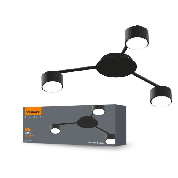 Deckenstrahler VIDEX für 3xGX53 Lampe VL-SPF20B-B Schwarz