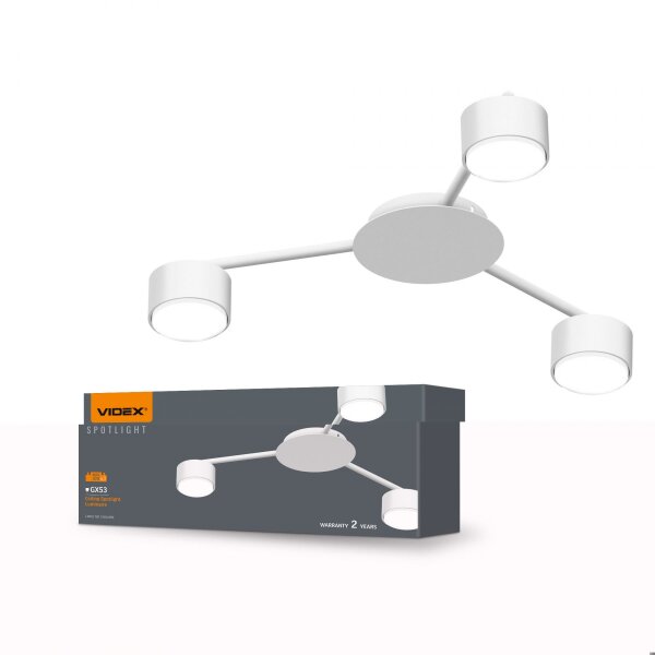 Deckenstrahler VIDEX für 3xGX53 Lampe VL-SPF20B-W Weiß