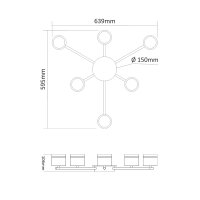 Deckenstrahler VIDEX für 6xGX53 Lampe VL-SPF21B-BP Schwarz Kronleuchter