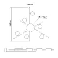 Deckenstrahler VIDEX für 6xGX53 Lampe VL-SPF22B-BB Schwarz mit dekorativer Beleuchtung Kronleuchter