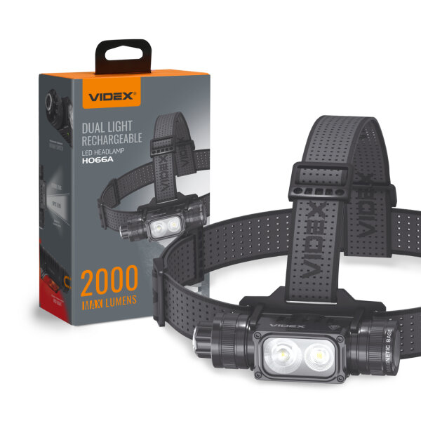 Wiederaufladbare LED-Stirnlampe VIDEX VLF-H066A 2000Lm 5000K Kopflampe mit Rotlicht