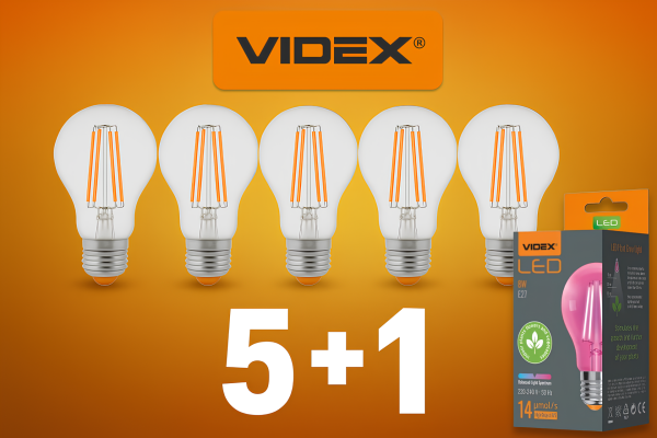 Angebot 5+1 LED Pflanzenwachstumsbirne VIDEX E27 A60 8W FITO