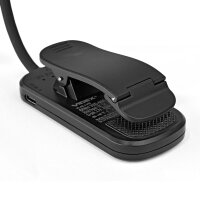 LED Akku dimmbare Buchlampe Klemmleuchte Leselampe VIDEX 60Lm 6500/4000/3000K Schwarz