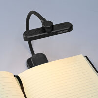 LED Akku dimmbare Buchlampe Klemmleuchte Leselampe VIDEX 60Lm 6500/4000/3000K Schwarz