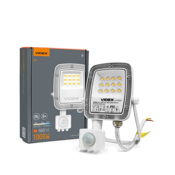 LED Flutlicht mit Bewegungsmelder VIDEX F5 PIR 10W-CCT 1000Lm 6500-5000-3000K Weiß IP65