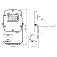 LED Flutlicht mit Bewegungsmelder VIDEX F5 PIR 10W-CCT 1000Lm 6500-5000-3000K Weiß IP65